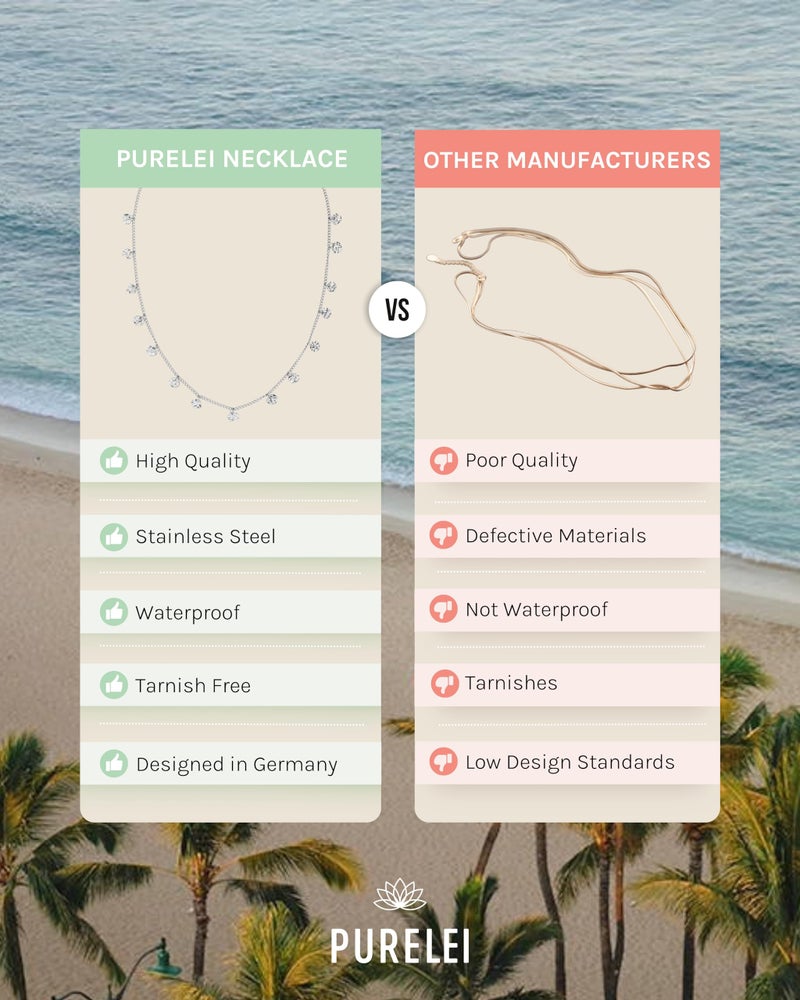 PureleiÂ® Malihini Necklace (silver) â€“ Stainless steel jewelry â€“ Waterproof chain with coins â€“ 14 to 16 inch adjustable length â€“ Fashion jewelry for your individual look - Image 4